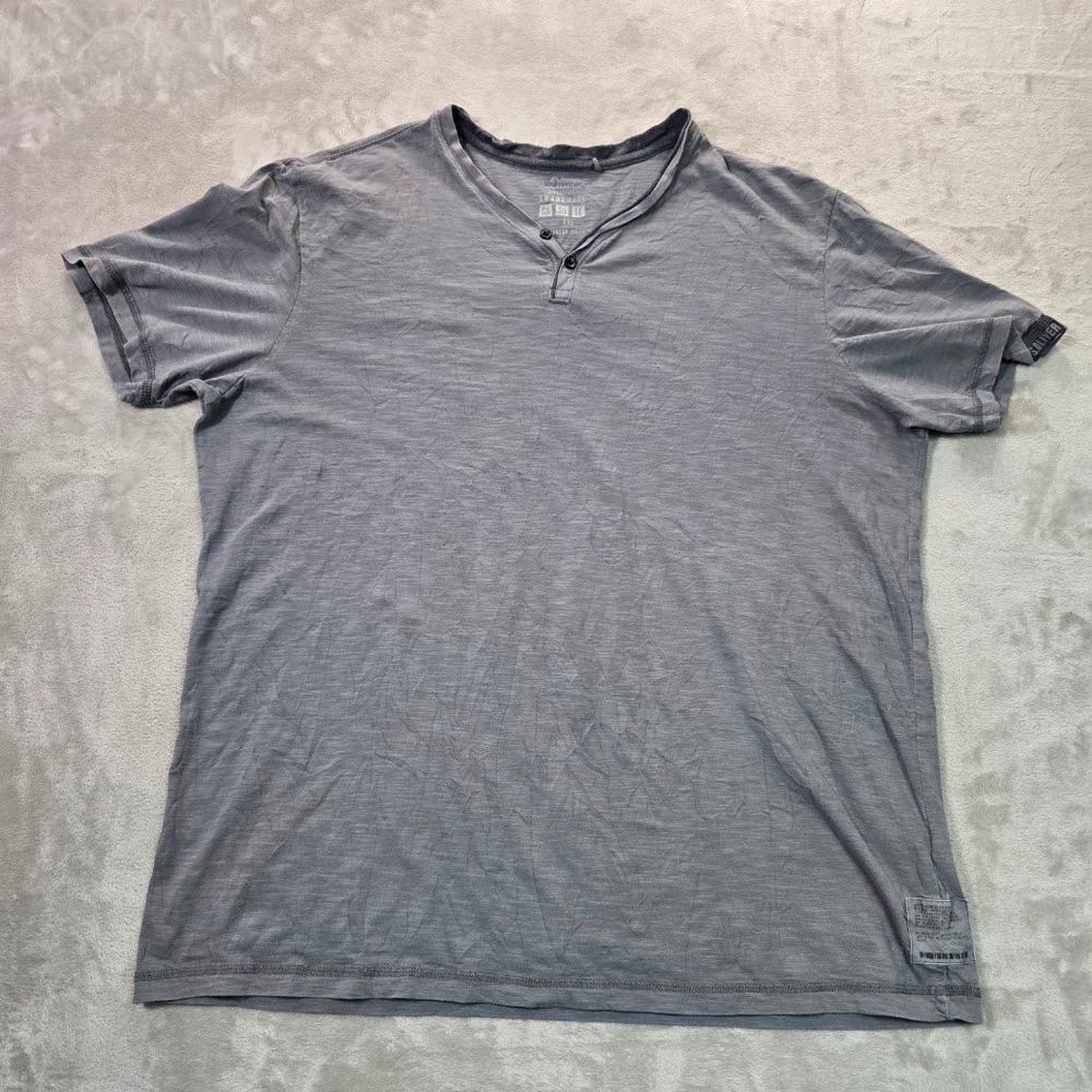 s.Oliver Mens Gray Henley Shirt Short Sleeve Regular Fit Slub Knit XXL